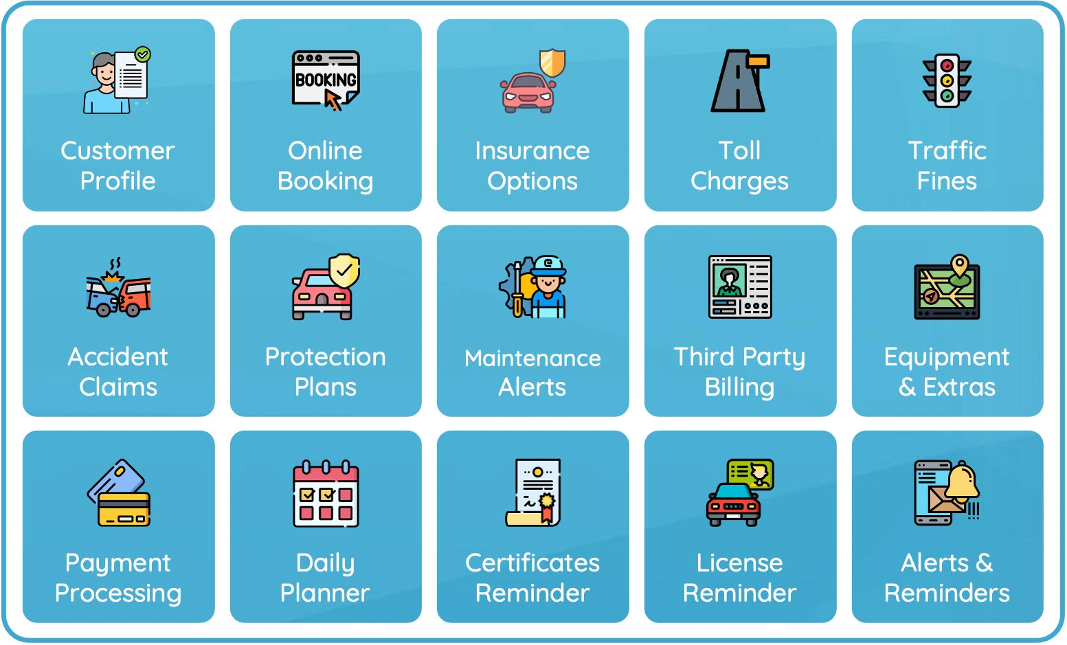 All in one rental application features dashboard illustration