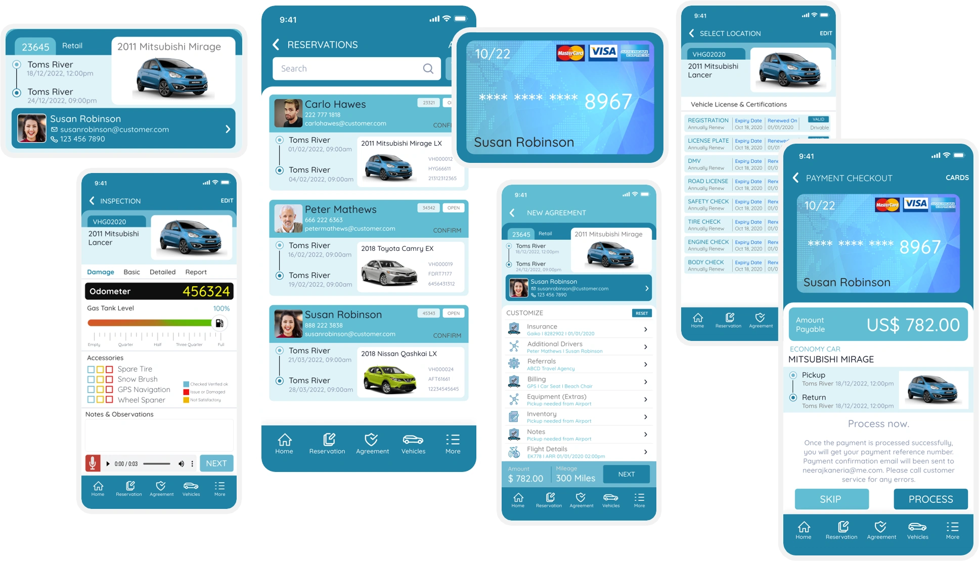RentGuruz mobile car rental app screens