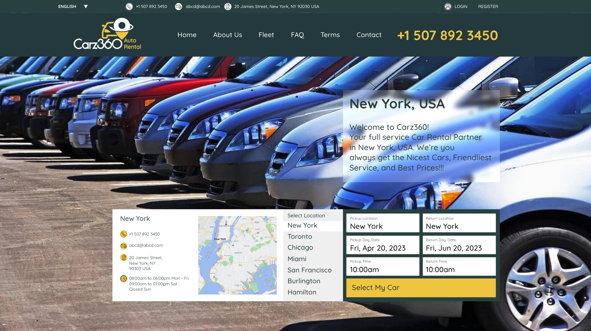 car rental booking website for customer reservations